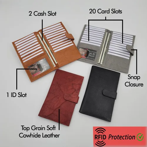 Vista 2 de Billetera larga plegable para hombre, talla única, RFID_GreySnapClose_Butter Touch, Cartera larga plegable