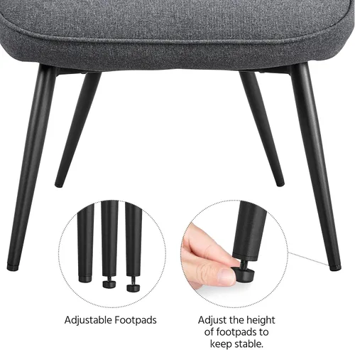 Vista 8 de Yaheetech Juego de 2 sillas decorativas con otomana, moderno sillón y reposapiés con respaldo alto y patas de metal, silla de salón y otomana
