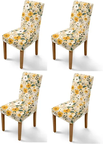 Vista 13 de HUGS IDEA Butterfly Dining Room Chair Covers Set of 2 Blue Marble Stretch Parsons Chair Slipcovers Washable Kitchen Chairs Protector Covers for