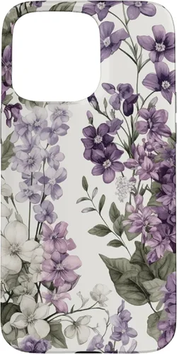 Vista 31 de White Violet Purple Lavender Lilac Floral Funda de flores botánicas para iPhone 17
