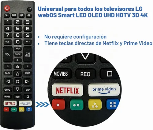 Vista 2 de Universal para LG-TV, mando a distancia, compatible con todos los televisores LG Smart TV LCD LED OLED UHD HDTV Plasma Magic 3D 4K Webos TVs