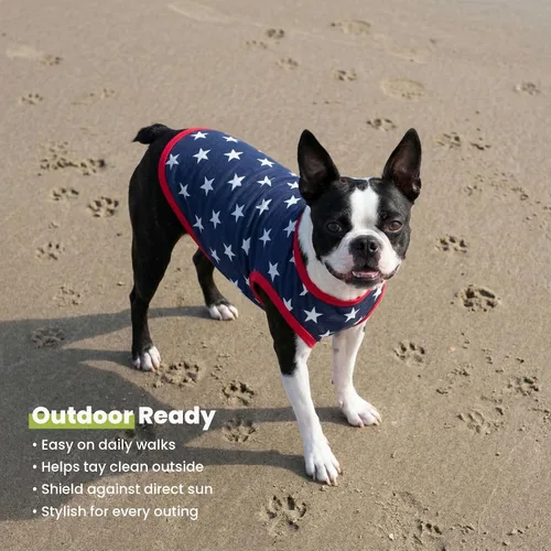 Vista 7 de Fitwarm Camiseta patriótica para perro con estrella para el 4 de julio, Día de los Caídos, Día de la Independencia, ropa de vacaciones para perros