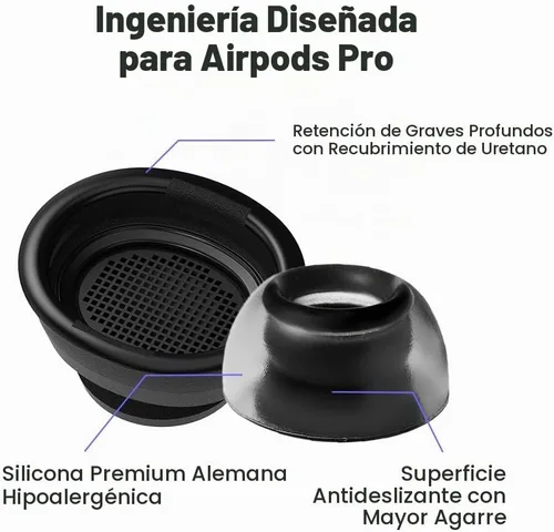 Vista 2 de AZLA Crystal AirPods Pro - Reemplazo de punta de oído, puntas de silicona LSR prémium