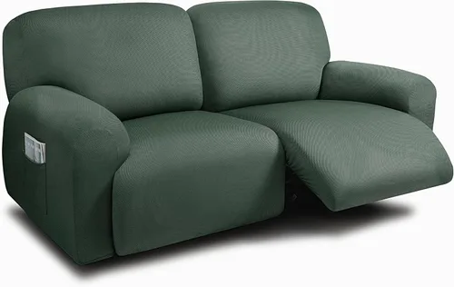 Vista 11 de ULTICOR Fundas para sofá reclinable de 8 piezas, fundas elásticas con hilo teñido para sofá reclinable de 3 cojines, gruesas, suaves y lavables Gris