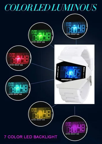 Vista 2 de Gosasa Relojes militares deportivos para hombre con forma de avión digital y luz LED impermeable