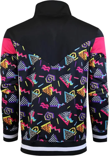 Vista 5 de SCREENSHOT Chaqueta deportiva urbana de hip hop prémium para hombre, con cinta lateral, ropa deportiva urbana y ropa de calle