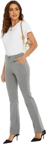 Vista 6 de iChosy Pantalones de vestir elásticos con corte de bota para mujer