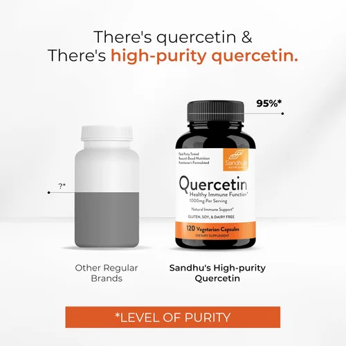 Vista 6 de Quercetina 500mg Cápsulas vegetarianas 120 unidades 1000 mg por porción de 2 cápsulas Suplementos de apoyo inmunológico para respiratorio, salud