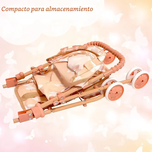Vista 5 de My First Baby - Cochecito de muñeca para niñas de 3 años, niños pequeños Cochecito de bebé plegable para muñecas, cochecito de juguete