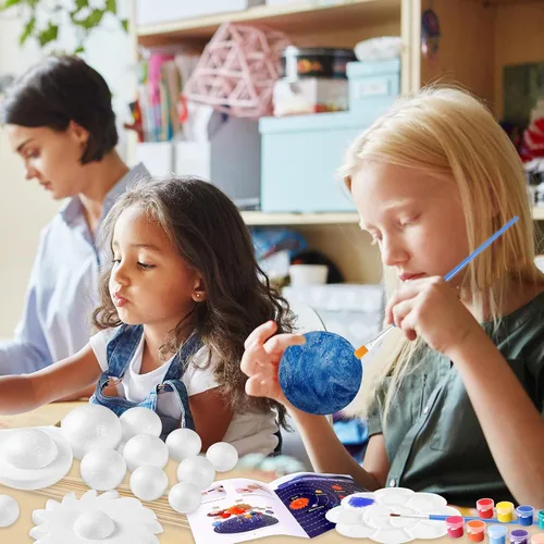 Vista 7 de Ayfjovs Kit de proyecto de sistema solar, bolas de espuma del sistema solar, manualidades para niños, proyectos escolares para aprender planetas