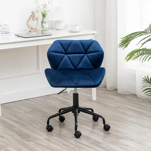 Vista 3 de Roundhill Furniture Eldon Diamond - Silla de oficina giratoria ajustable con diseño capitoné, color gris y azul
