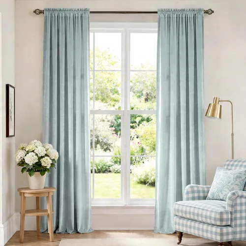 Vista 57 de Lazzzy Cortinas opacas de terciopelo beige de 84 pulgadas de largo con aislamiento térmico para oscurecer la habitación, cortinas forradas de lujo