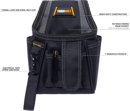 Vista 3 de ToughBuilt - Utility Pouch, Heavy-Duty Tool Pouch with Multiple Pockets, Secure Attachment & Storage for Jobsite Use