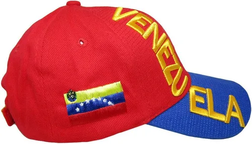 Vista 4 de K's Novelties Venezuela 7 Estrellas Rojo Royal Blue Letras Cresta Parche En El Lado Bordado Gorra
