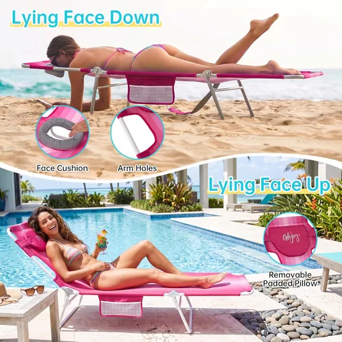 Vista 4 de #WEJOY Silla de bronceado plegable de 300 libras con orificio facial