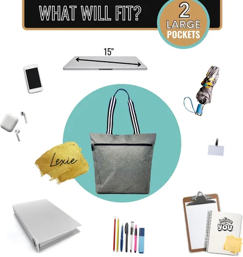 Vista 3 de Grandes bolsas de mano con cremallera para enfermeras, con bolsillos, perfectas para el trabajo, regalos para CNA, RN y estudiantes de enfermería