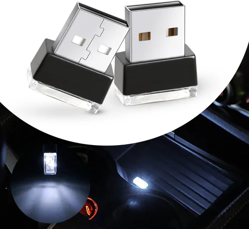 Vista 10 de Ouzorp 2 piezas de mini luz LED USB, iluminación interior LED para automóvil, CC 5 V, inteligente USB LED, luz de atmósfera, luz de teclado, Verde