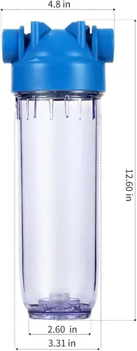 Vista 4 de Geekpure - Carcasa para filtro de agua transparente de 10 pulgadas para toda la casa (1) Puerto de latón NPT de 3/4", se adapta a filtros de 2.5