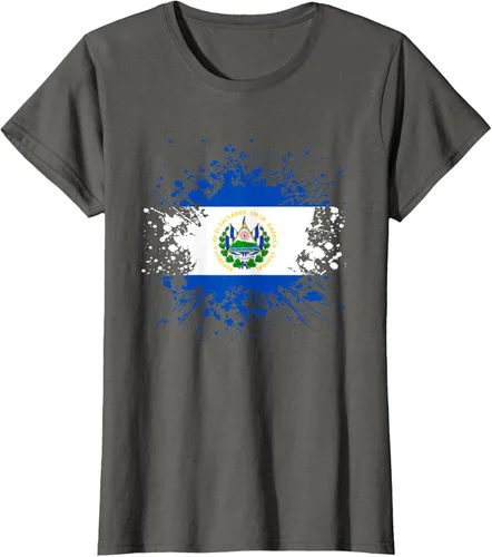 Vista 5 de Camiseta Salvador Patrimonio de la Familia Salvadoreña País Bandera de El Salvador, Negro