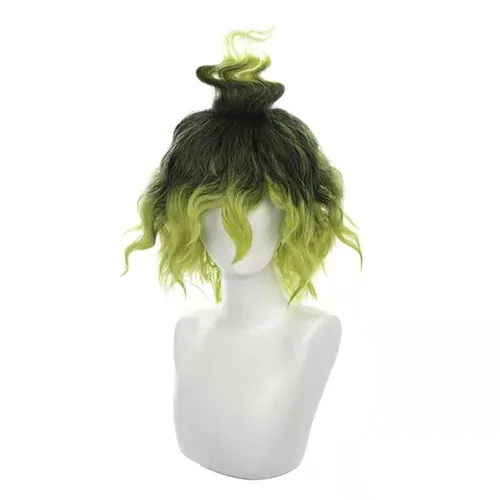 Vista 6 de Peluca larga negra y azul mezclada con flequillo para mujer, ideal para Halloween y fiestas de Navidad Negro azul