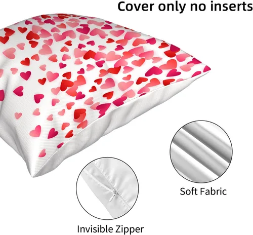 Vista 7 de Fundas de almohada para el Día de San Valentín de 16x16 pulgadas, juego de 2, rosas, corazones de amor, fundas para almohadas de San Valentín