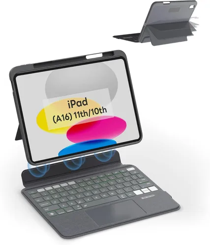 Vista 9 de EIP Funda con teclado Bluetooth para iPad de 10.2 pulgadas (7ª/8ª/9ª generación) y iPad Air de 10.5 pulgadas (3ª generación), funda magnética