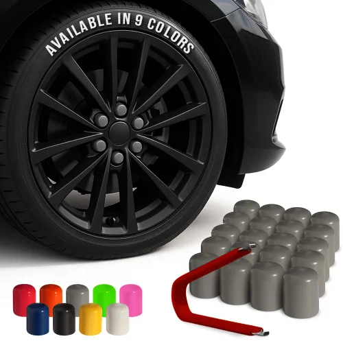 Vista 8 de ColorLugs Tapón de llanta de vinilo Negro Tapa de tuerca de rueda de ajuste flexible Para 17 mm Paquete de 20 Incluye extractor de lujo