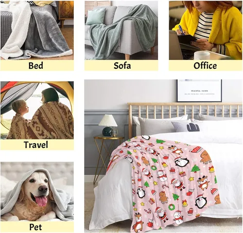 Vista 7 de Manta de Navidad – Decoración para sofá, cama, sala de estar – Manta de regalo para niñas, niños, niños pequeños/cuna, 30 x 40 pulgadas
