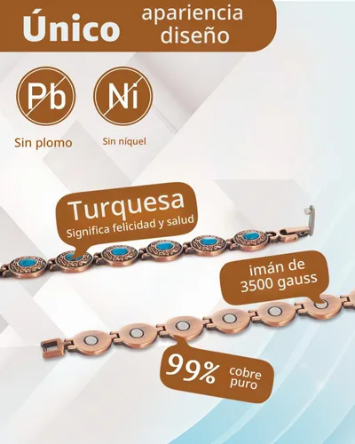 Vista 5 de MagVIVACE Pulsera de cobre para mujer, joyería magnética con imán