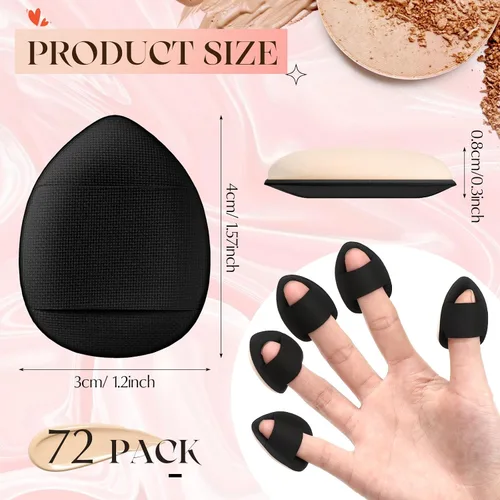 Vista 2 de Gerrii 72 piezas de mini soplo de polvo, esponja de maquillaje de dedos, esponja suave para maquillaje, maquillaje para base, polvo facial, ajuste