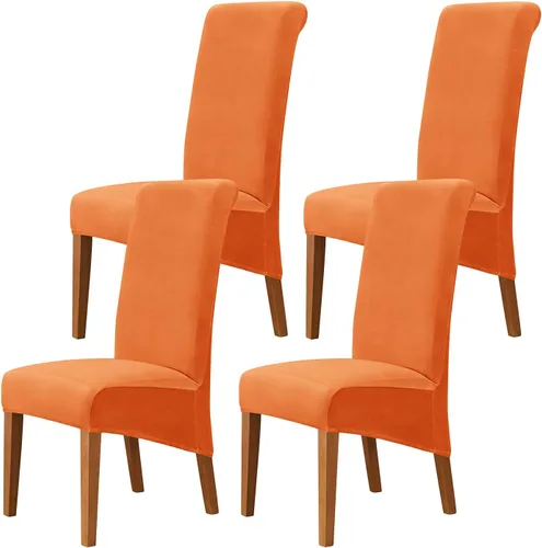 Vista 47 de Juego de 2 fundas de terciopelo para sillas de comedor, color beige, fundas elásticas para sillas de comedor y cocina, reutilizables, protector