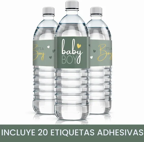 Vista 4 de Etiquetas para botellas de agua Green It's a Boy, 20