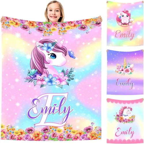 Vista 11 de MyPupSocks Manta Decorativa Personalizada con Nombre Personalizado Mantas para Niña Hija Nieta Manta Bonita (7 Tamaños)