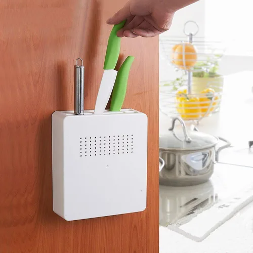 Vista 2 de Vpang - Estante de almacenamiento de plástico para cuchillos de cocina, 4 ranuras
