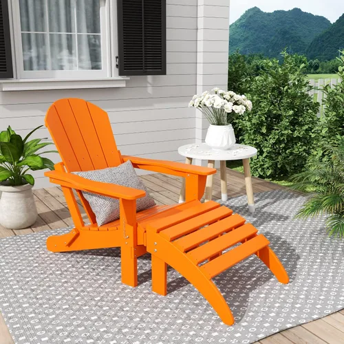 Vista 9 de WestinTrends Malibu - Silla de salón para exteriores, juego de 2 sillas Adirondack con otomana, sillas plegables de madera de polietileno para todo