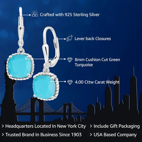 Vista 104 de Gem Stone King Aretes colgantes de plata de ley 925 de 0.315 pulgadas para mujer