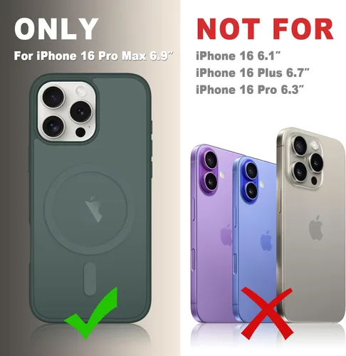 Vista 240 de Funda para Google Pixel 10 Pro XL, cubierta magnética mate, color negro Fit for MagSafe, Screen Protector included, Shockproof Military Grade
