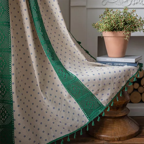 Vista 31 de Deeprove - Cortinas bohemias de 63 pulgadas de largo para dormitorio, rayas de lunares de punto hueco beige y patchwork de algodón y lino crema