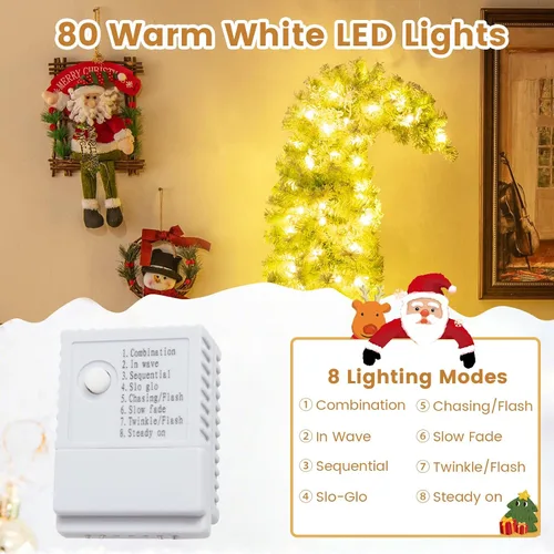 Vista 5 de HAPPYGRILL - Árbol de Navidad artificial de 5 pies con luces preiluminadas, con parte superior flexible, cubierto de copos de nieve, árbol