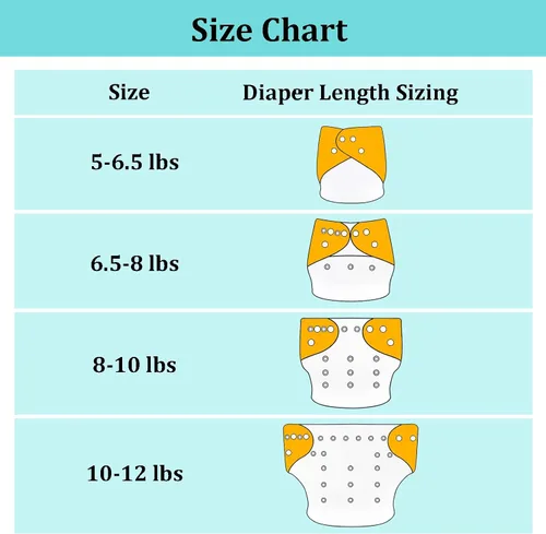 Vista 5 de babygoal Pañales de tela para recién nacidos, paquete de 13 unidades para niños prematuros de 5-12 libras, 6 unidades con 6 insertos y bolsa