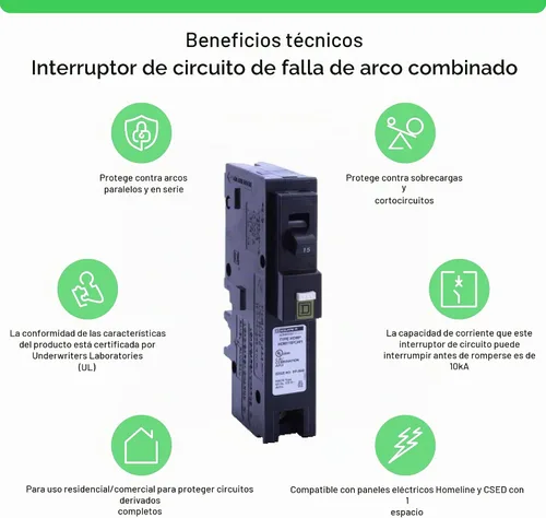 Vista 2 de Square D by Schneider Electric Homeline - Mini disyuntor de 15 amperios, 1 polo, 120 V CA, capacidad de ruptura de 10 kA, montaje enchufable