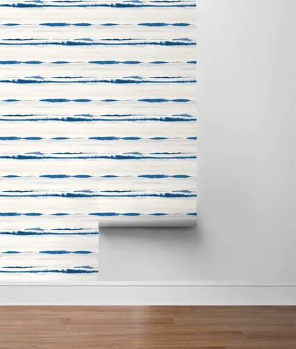 Vista 8 de Lillian August Luxe Haven Horizon Stripe - Papel tapiz para despegar y pegar (azul Oasis)