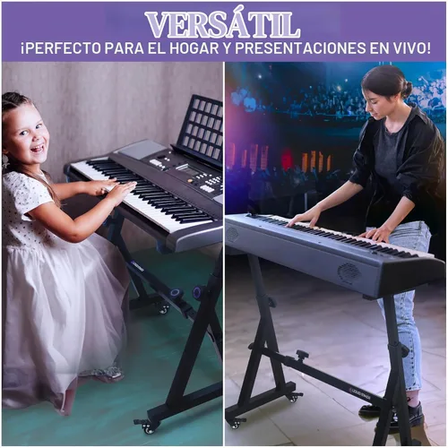 Vista 6 de Liquid Stands - Soporte para teclado con ruedas – Estilo Z ajustable y portátil, profesional, soporte resistente para piano digital en negro – Para