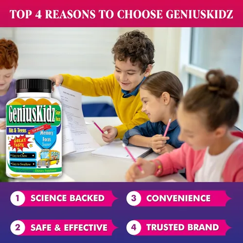 Vista 4 de Celebrity Lifestyle Product Suplemento de enfoque de apoyo cerebral para niños y adolescentes Omega 3 gomita de vitamina memoria y atención
