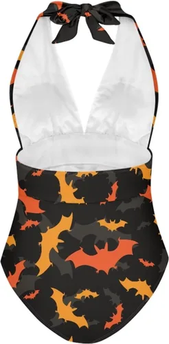 Vista 5 de Traje de baño halter de una pieza para mujer, traje de baño con cuello en V y control