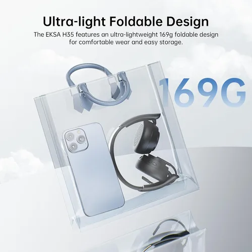 Vista 4 de EKSA Auriculares inalámbricos H35 con micrófono para trabajo, auriculares Bluetooth 5.4 con micrófono con cancelación de ruido AI, tiempo
