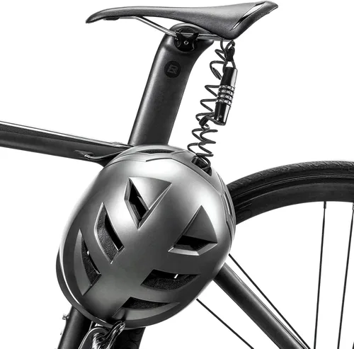 Vista 5 de ROCKBROS Cerradura de casco de motocicleta con bloqueo de cable retráctil de 4 dígitos para bicicletas, cochecitos, equipaje