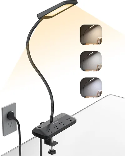 Vista 10 de TROND Lámpara de Escritorio LED con Abrazadera, 1000LM Súper Brillante Luz de Escritorio Regulable de 3 Niveles 6000K Luz de Día, Cuello de Cisne
