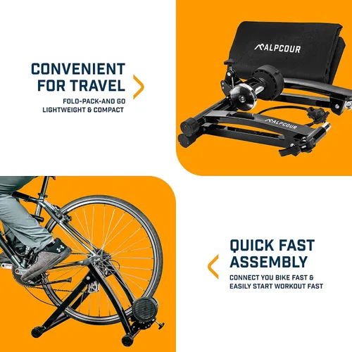 Vista 8 de Alpcour Soporte magnético para bicicleta para montar en interiores, con escritorio portátil de entrenamiento de bicicleta multitarea