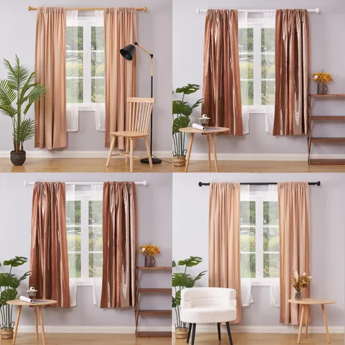 Vista 6 de Barras de cortina dobles de 1 pulgada para ventanas de 48 a 84 pulgadas, juego de barras de cortina dobles telescópicas con tapa de extremo, barras
